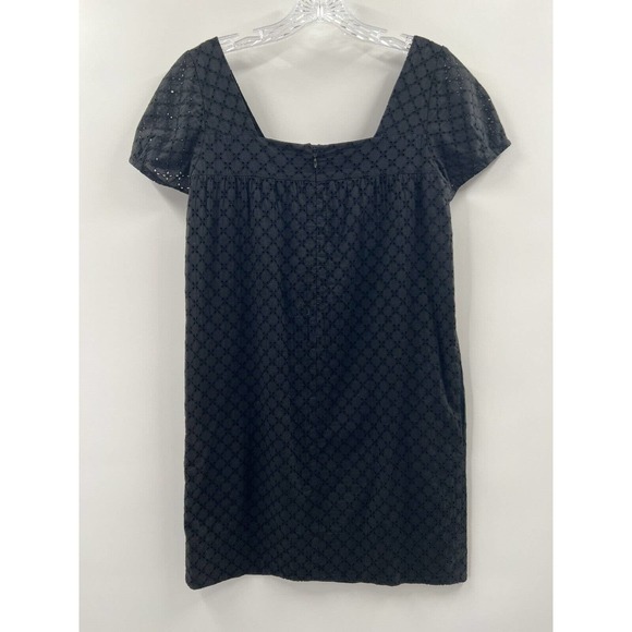 Vince Women’s Short Sleeve Square Neck Cotton Eyelet Lined Dress Black Size 4 - Picture 5 of 12